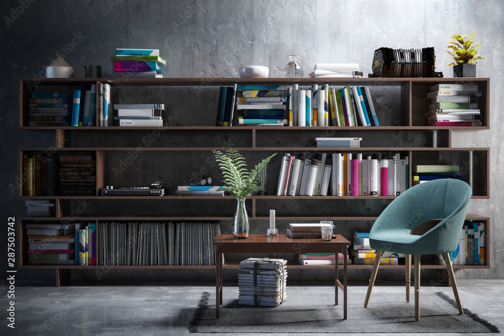 Furnishing Presentation with a Bookshelf - 3d visualization