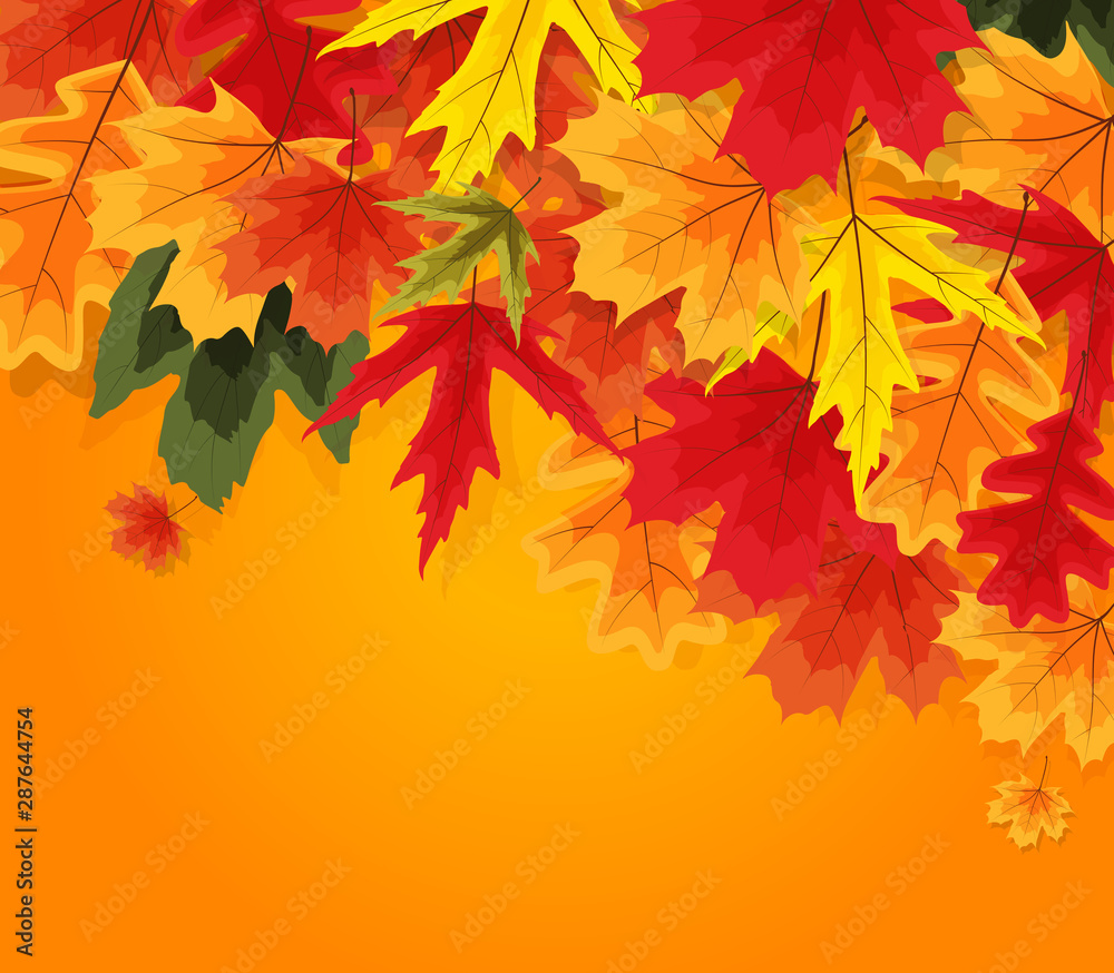 Autumn Natural Leaves Background. Vector Illustration