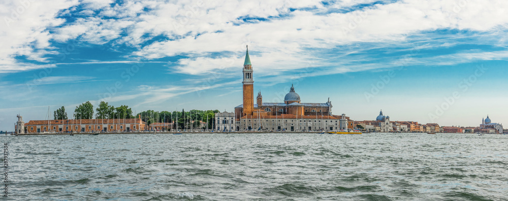 Panoramic view of Venice from the sea. Italy