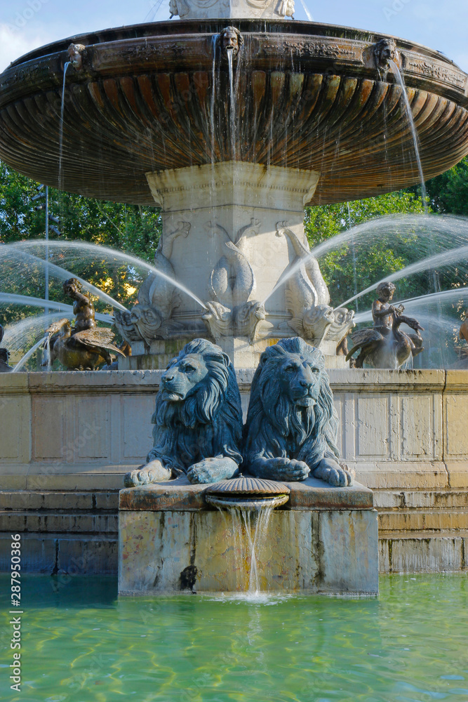 fountain “la rotonde” in the city of  aix en provence -france