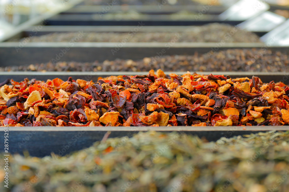 dried fruit in basket sold in market