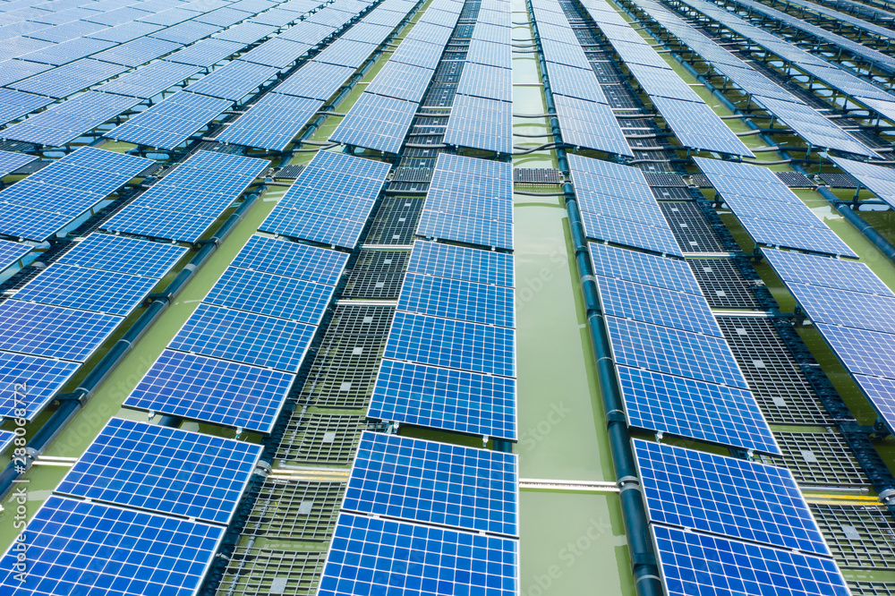 solar panels shot by drone