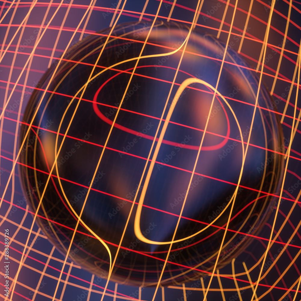 Colorful background and grid of atoms, 3d rendering