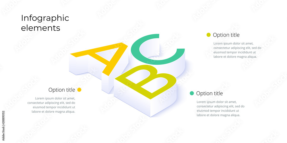 具有3个步骤选项的业务流程图信息图形。方形企业工作流图形元素。