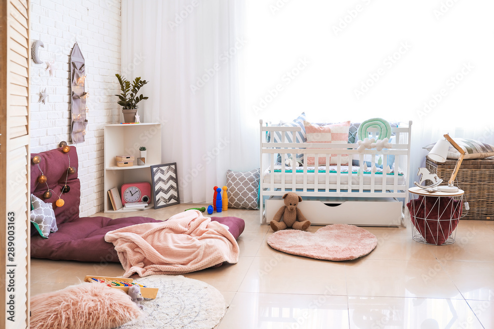 Stylish interior of childrens room