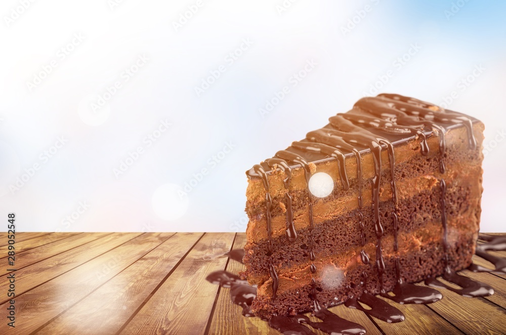 Chocolate cake with chocolate creame isolated on white