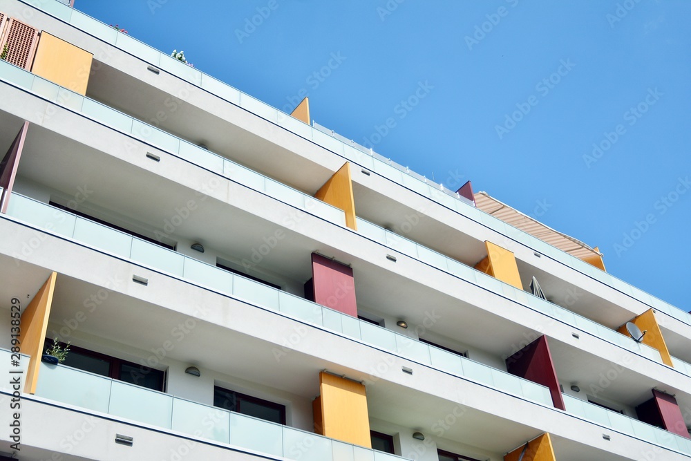 Modern European residential apartment buildings quarter. Abstract architecture, fragment of modern u