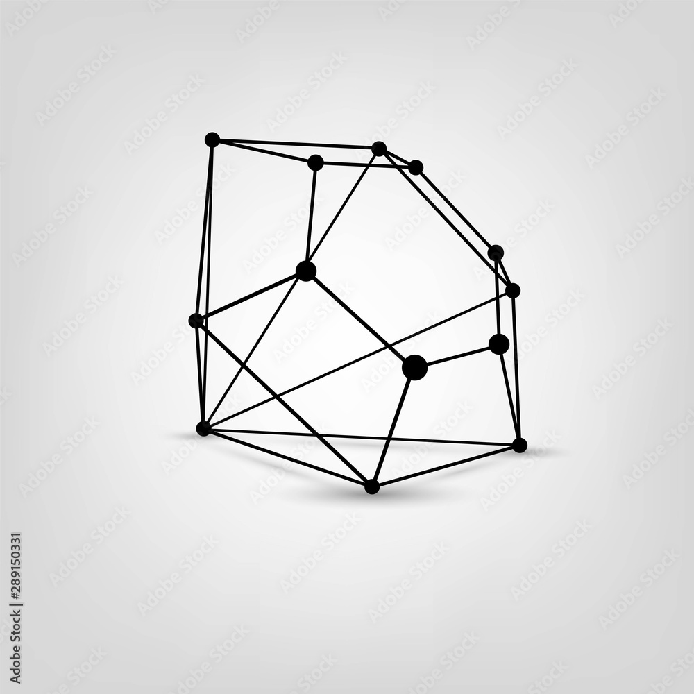 Wire-frame diamond on a white background, structural gem