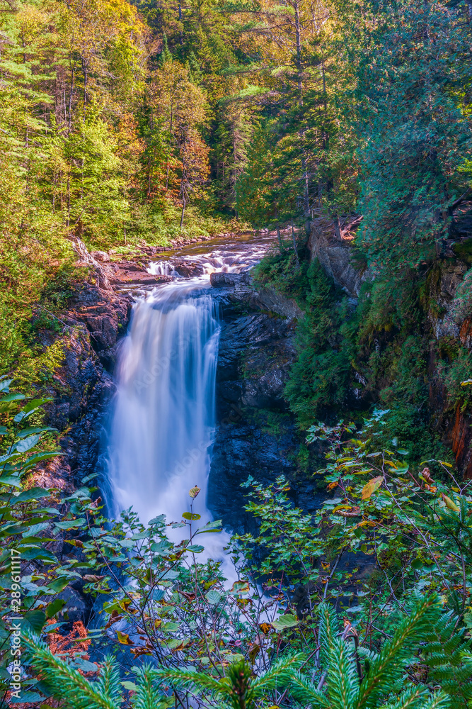 View of Moxie Falls in early autumn.Somerset County.Maine.USA