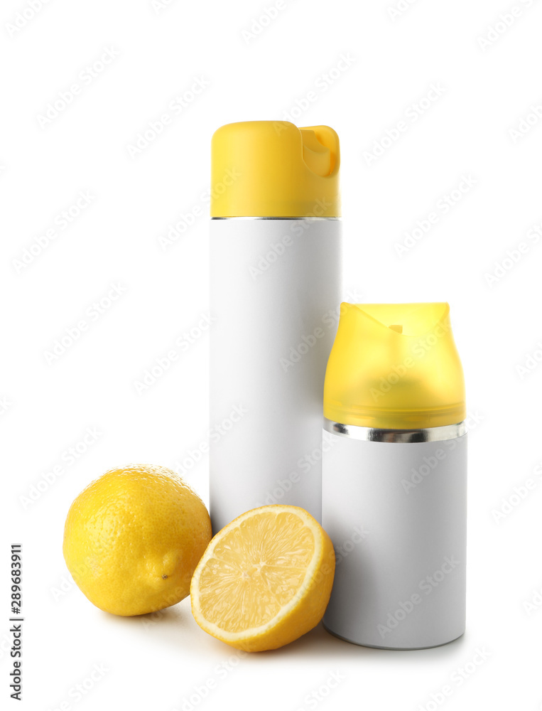 Air fresheners on white background