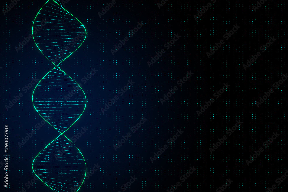 具有数字dna螺旋和复制空间抽象技术背景的遗传学概念。