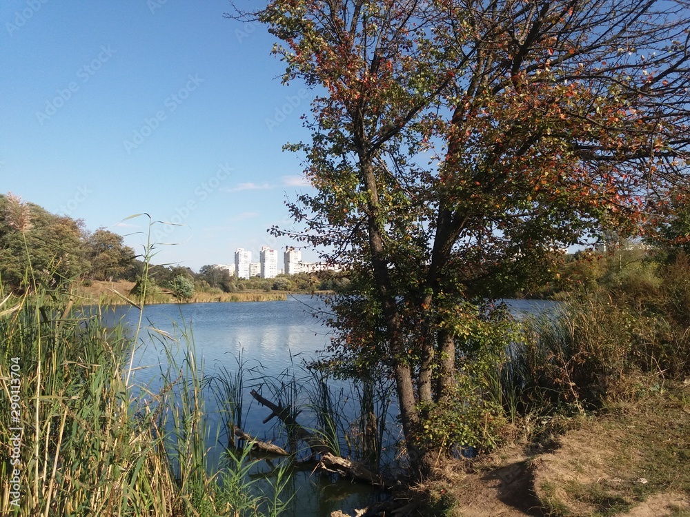 Landskape.lake.nature.blue.water.sky.