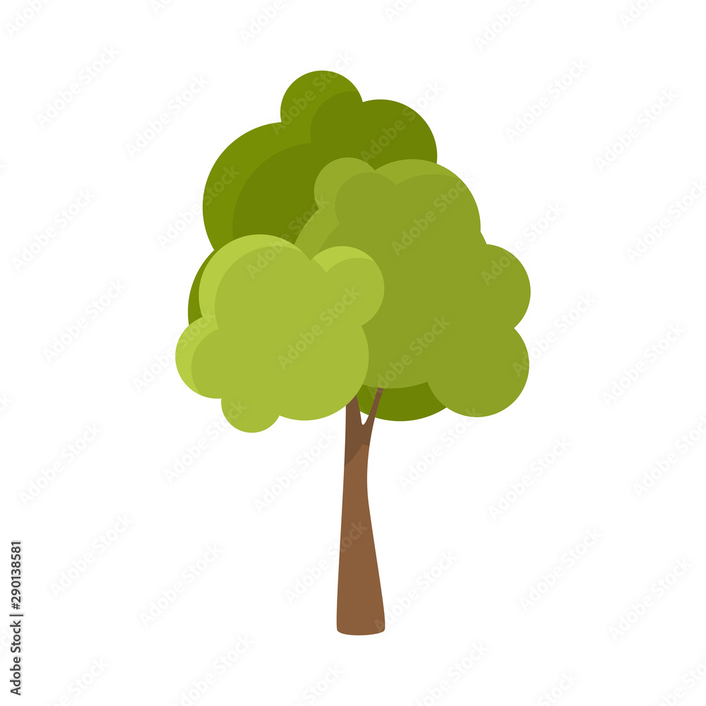 Hand drawn tree with lush green crown vector illustration