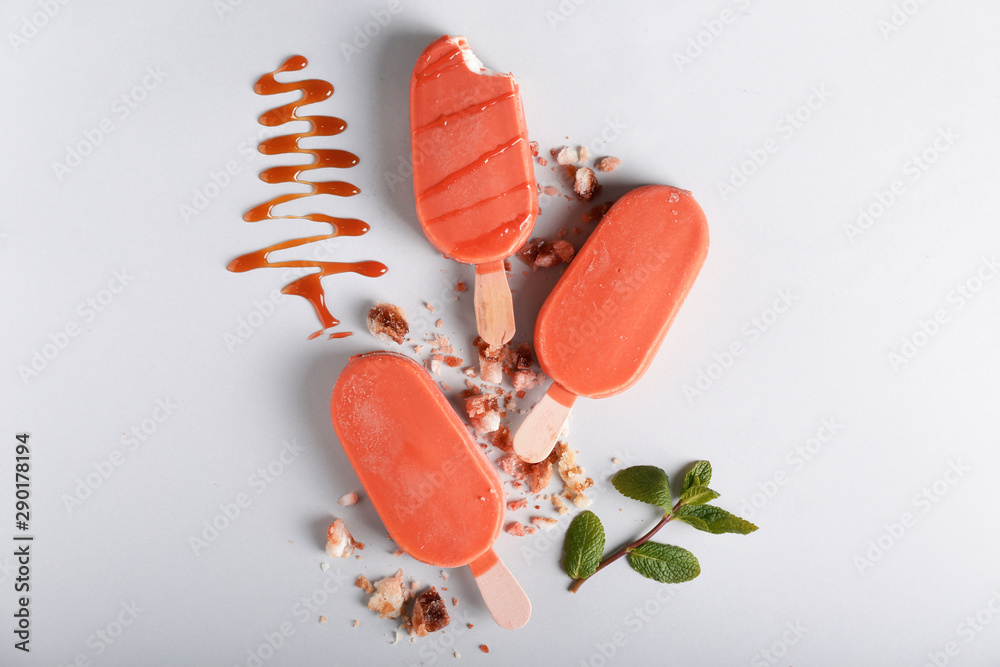 Delicious ice-cream on light background