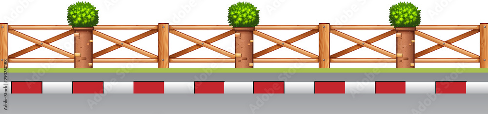 带植物和路边的围栏