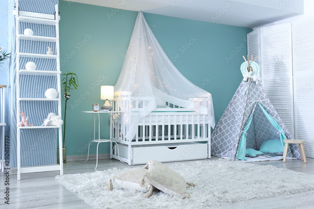 Interior of modern childrens room