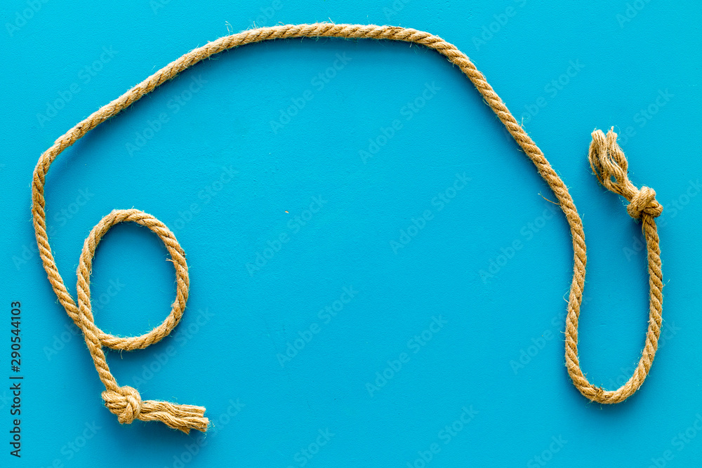 isolated rope mockup on blue background top view