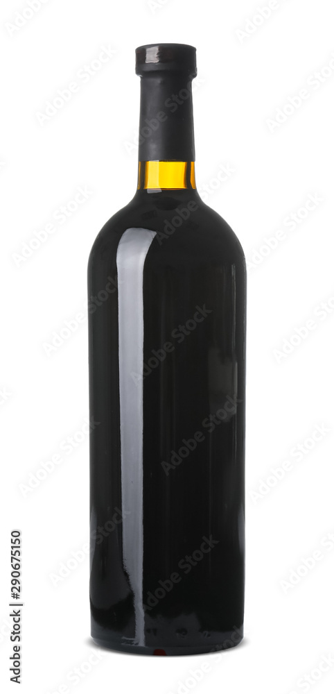 Bottle of wine on white background