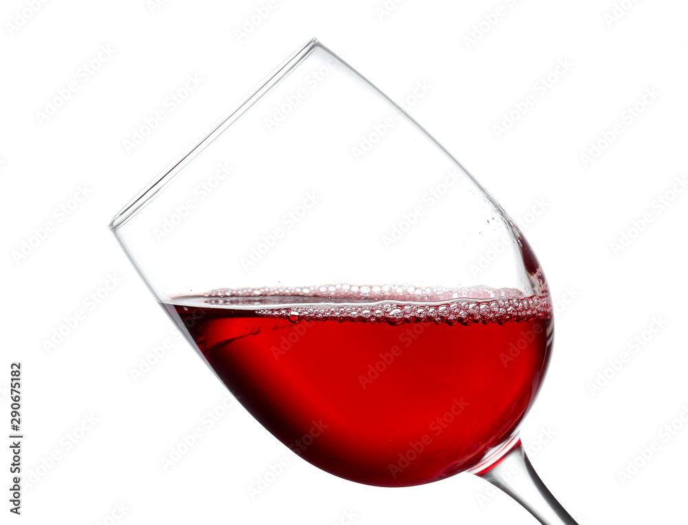 Glass of wine on white background