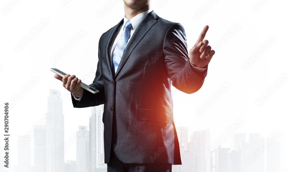 Front view of man in business suit and tie