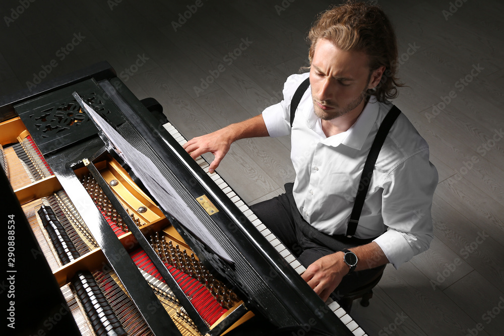 Man playing grand piano at the concert