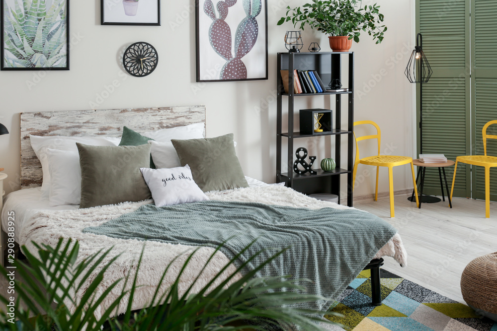 Stylish interior of modern bedroom