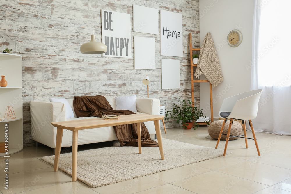 Interior of light comfortable living room