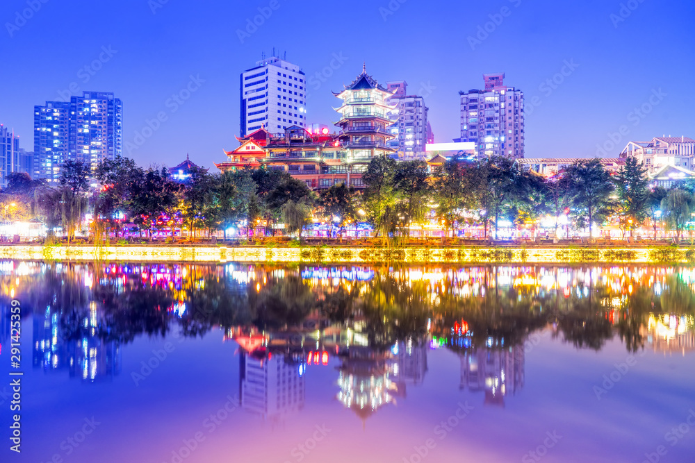 四川省成都市夜景建筑景观