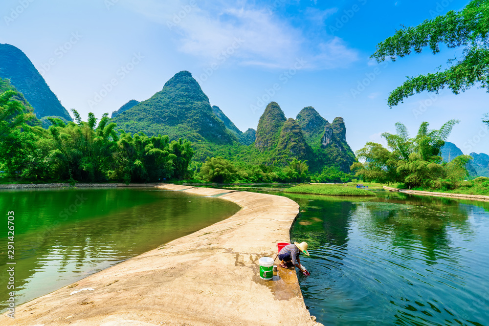 The Beautiful Landscape of Lijiang River in Yangshuo, Guilin