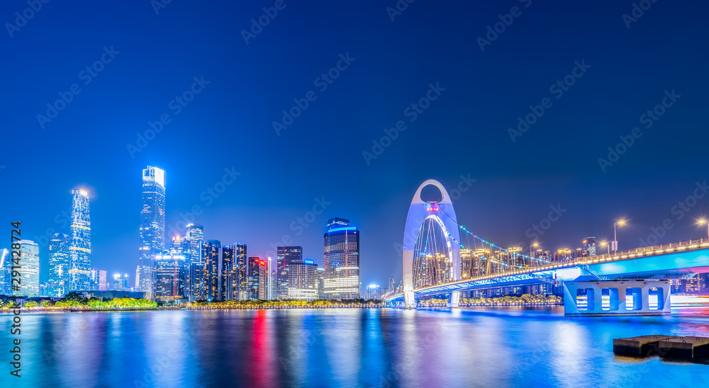 Nightscape Skyline of Urban Architectural Landscape in Guangzhou