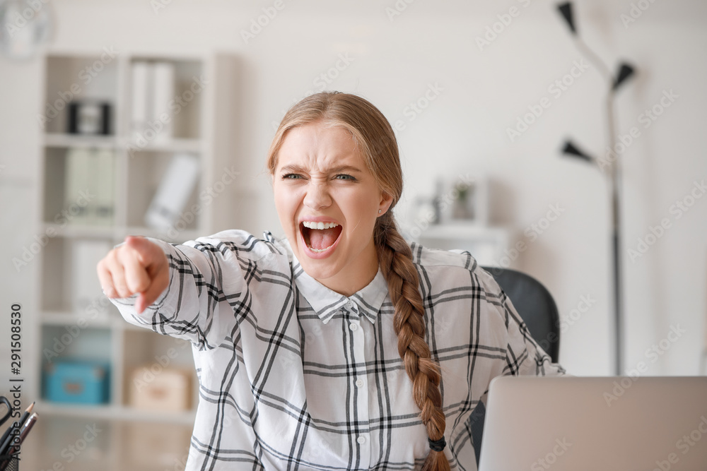 办公室里愤怒女人的画像