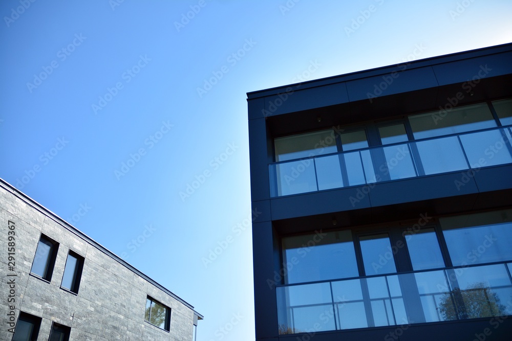 Abstract fragment of contemporary architecture. Residential modern building