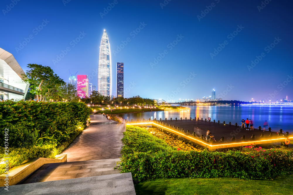 深圳城市天际线与建筑景观夜景