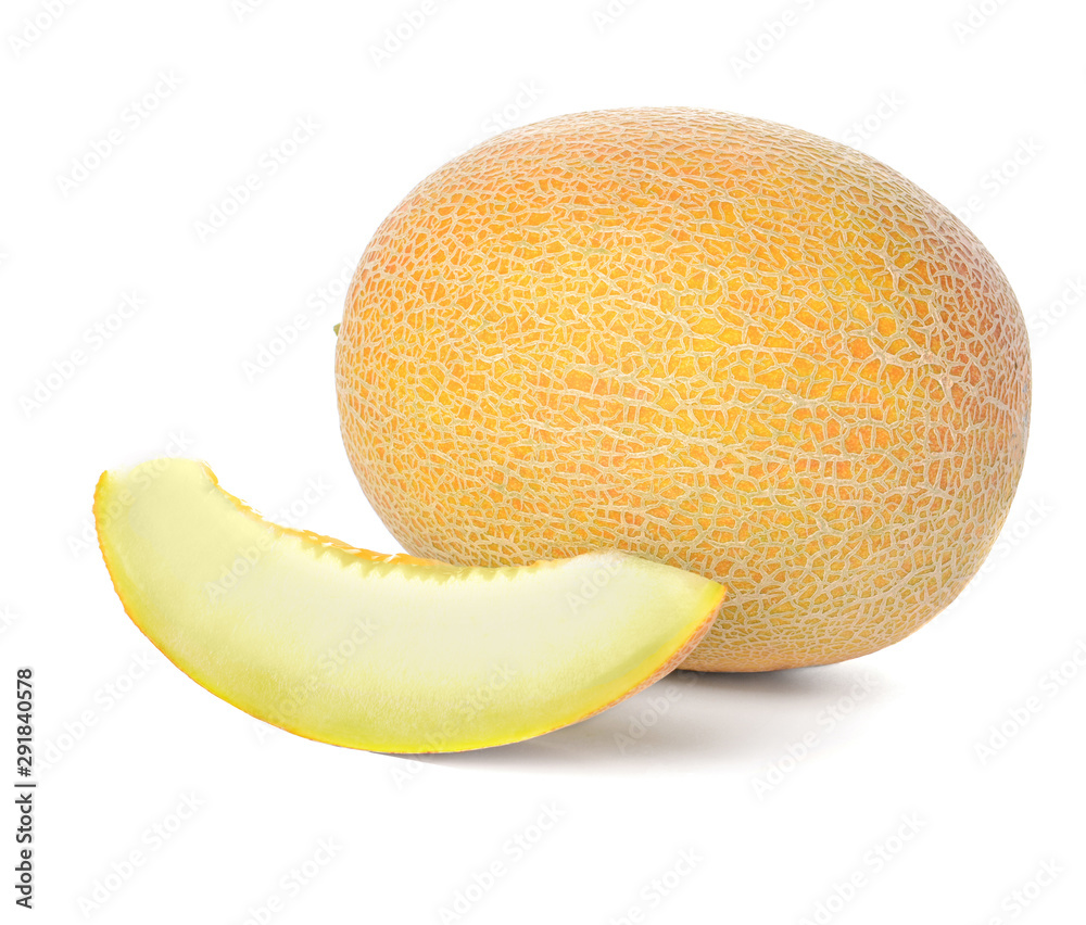 Sweet ripe melon on white background