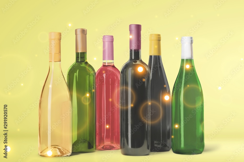 Wine bottles isolated on white