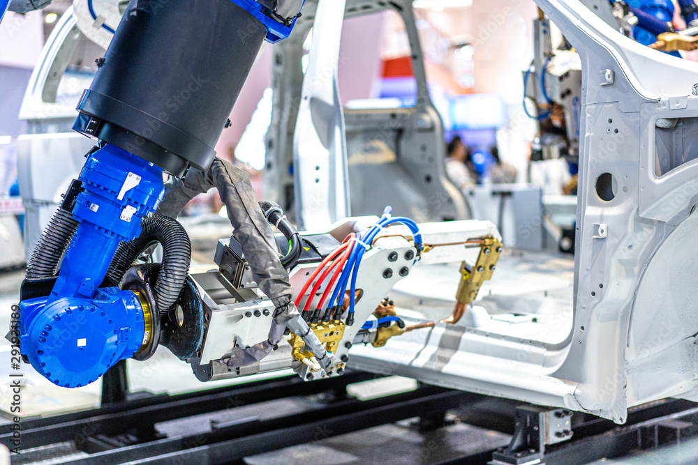 robot arm working in car factory