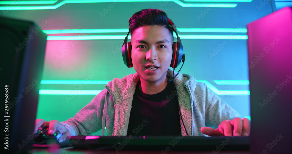 Young Asian cyber sport gamer