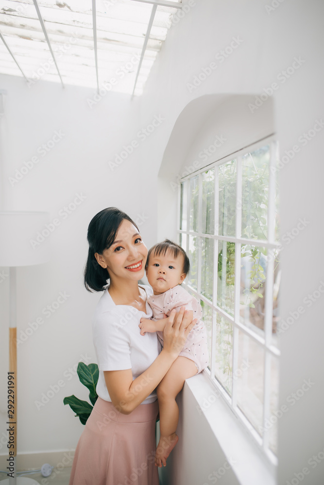 young asian mother and baby