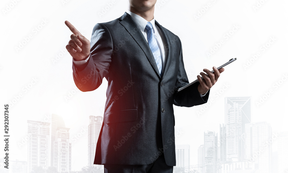 Front view of man in business suit and tie