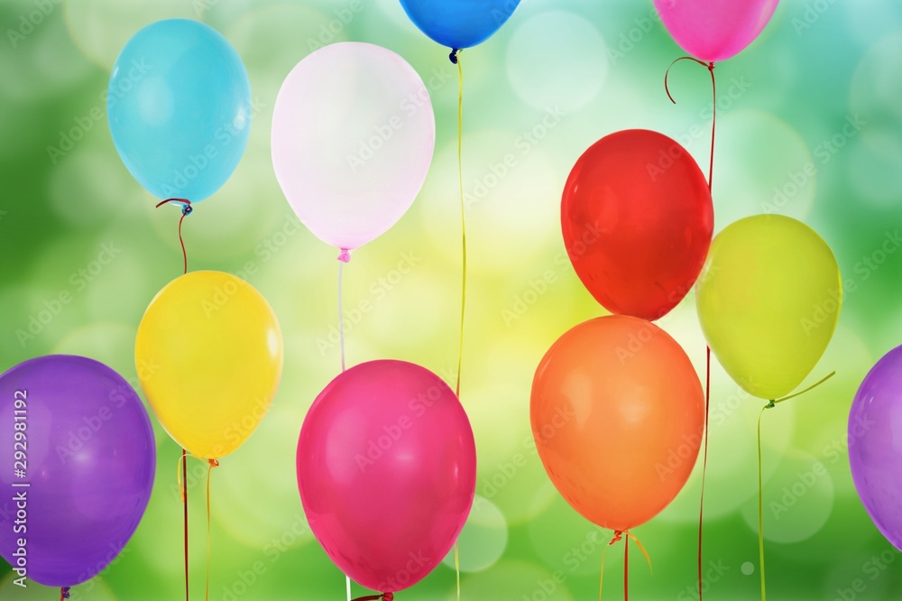 Colorful balloons with happy celebration party background