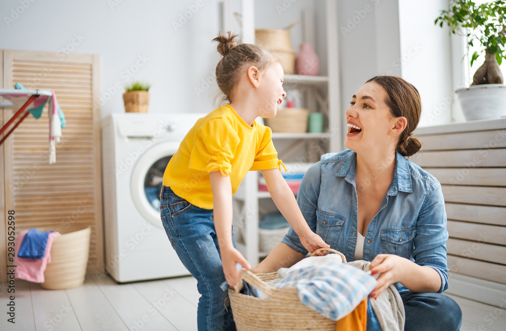 family doing laundry