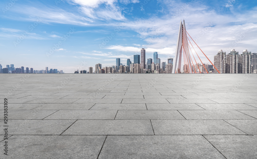 Skyline of urban roads and urban buildings