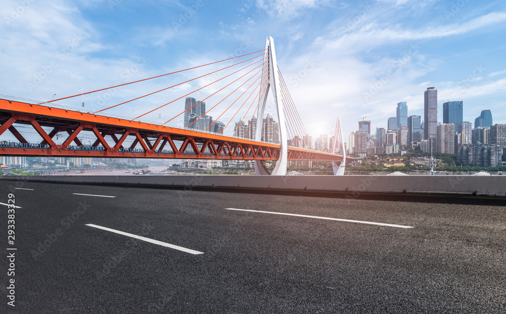 Skyline of urban roads and urban buildings