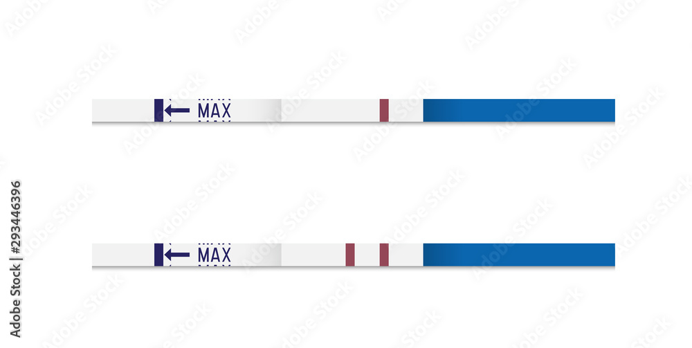 妊娠试纸条。阴性和阳性选项。孕妇专用。矢量图