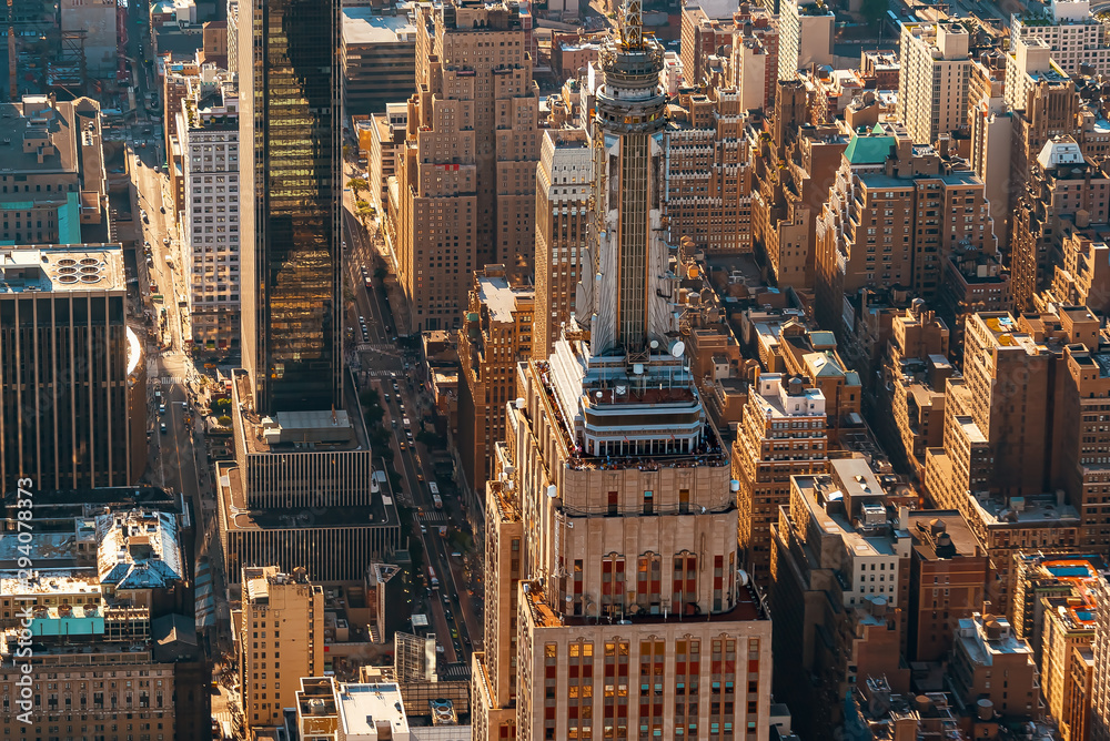 Aerial view of the skyscrapers of Midtown Manhattan New York City