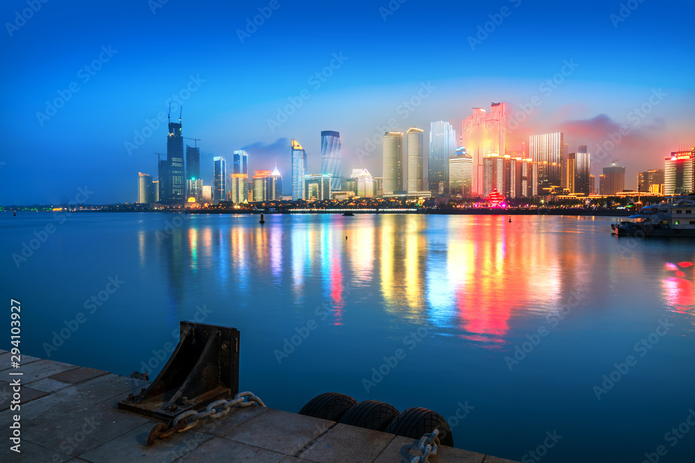 Qingdao city night view of China