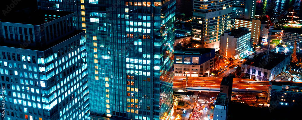 日本东京都港区夜景鸟瞰图