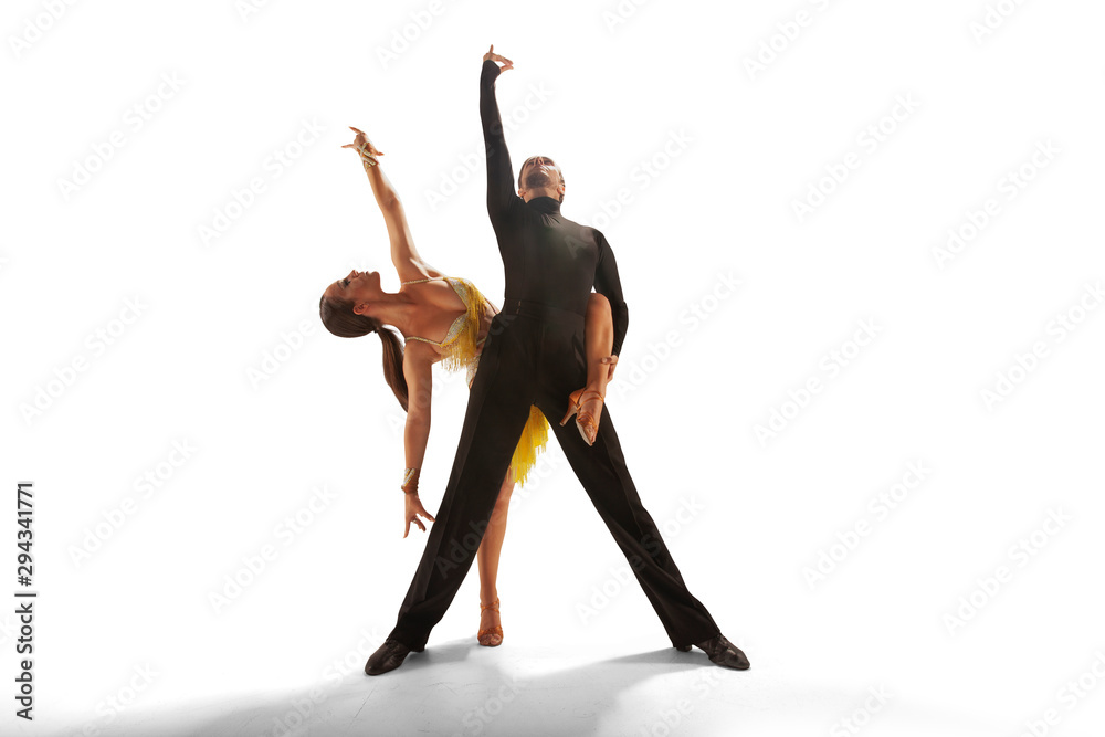 Ballroom dancing isolated on white.