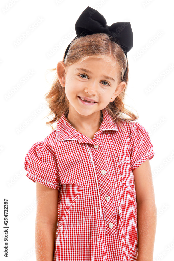 Cute little girl on white background