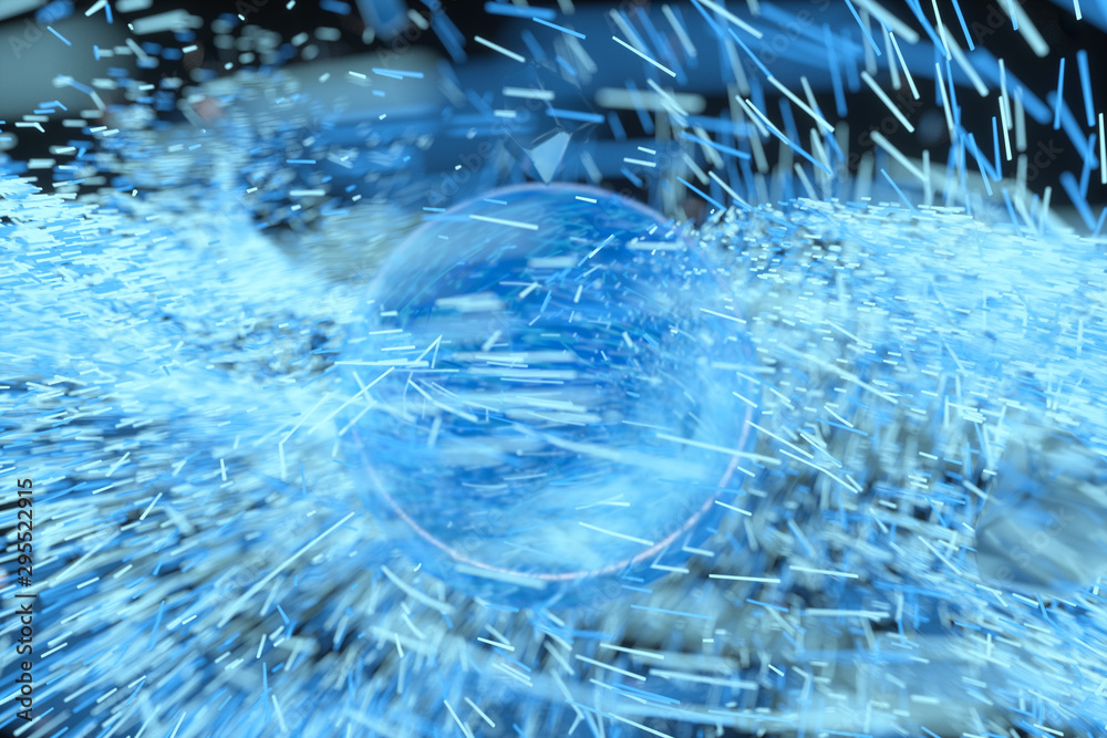 High speed vortex particles, 3d rendering.